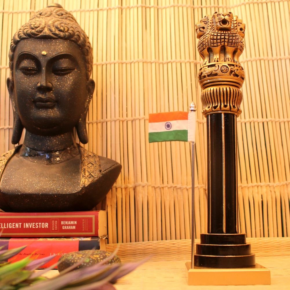 Wooden Ashok Pillar With Flag 12 INCH - Image 3