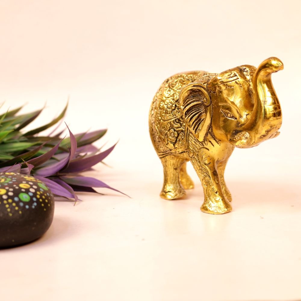 Golden Metal Elephant Statue - Image 2