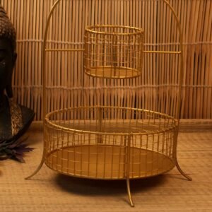 Golden Metal Storage Basket with Handle
