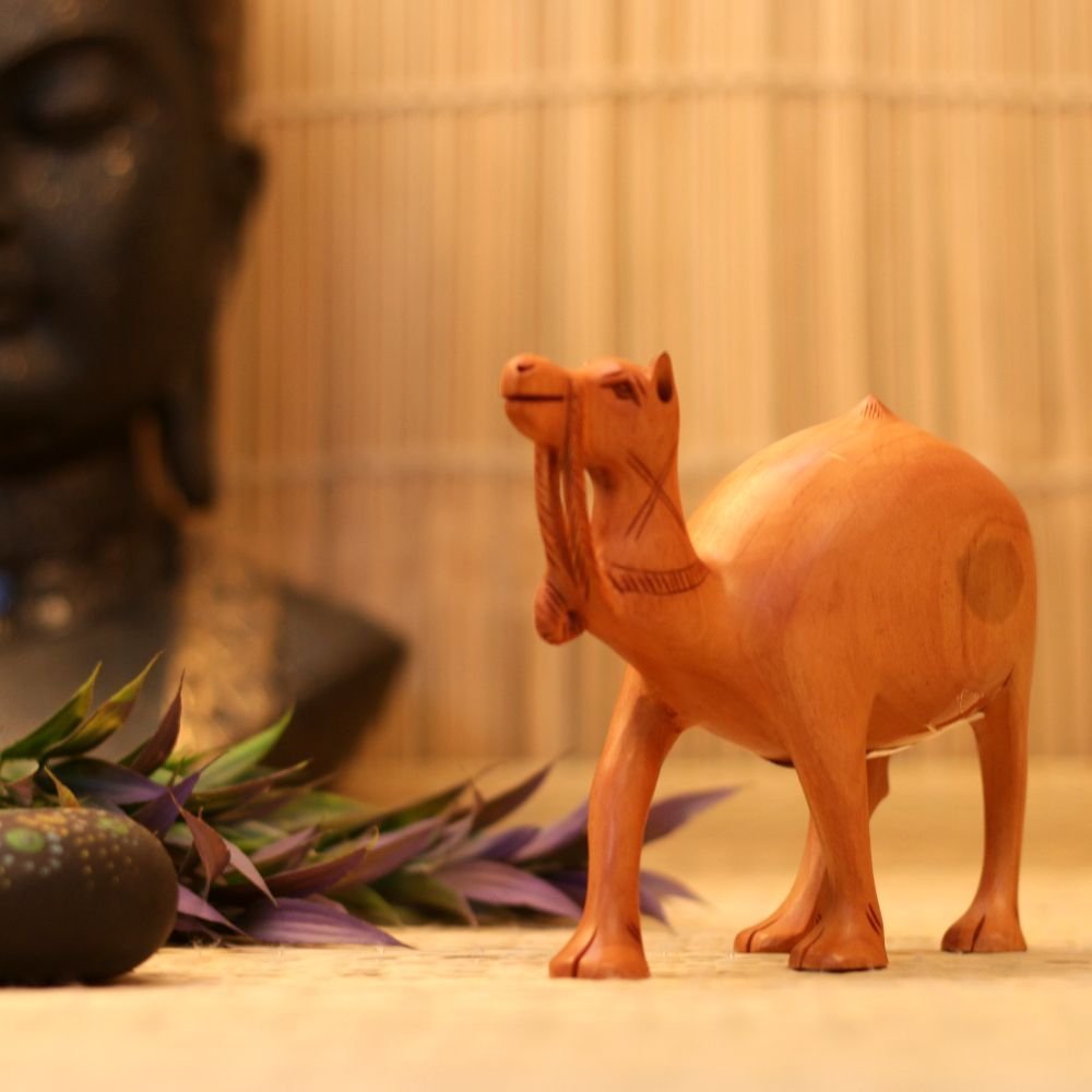 Handcrafted Wooden Camel Figurine