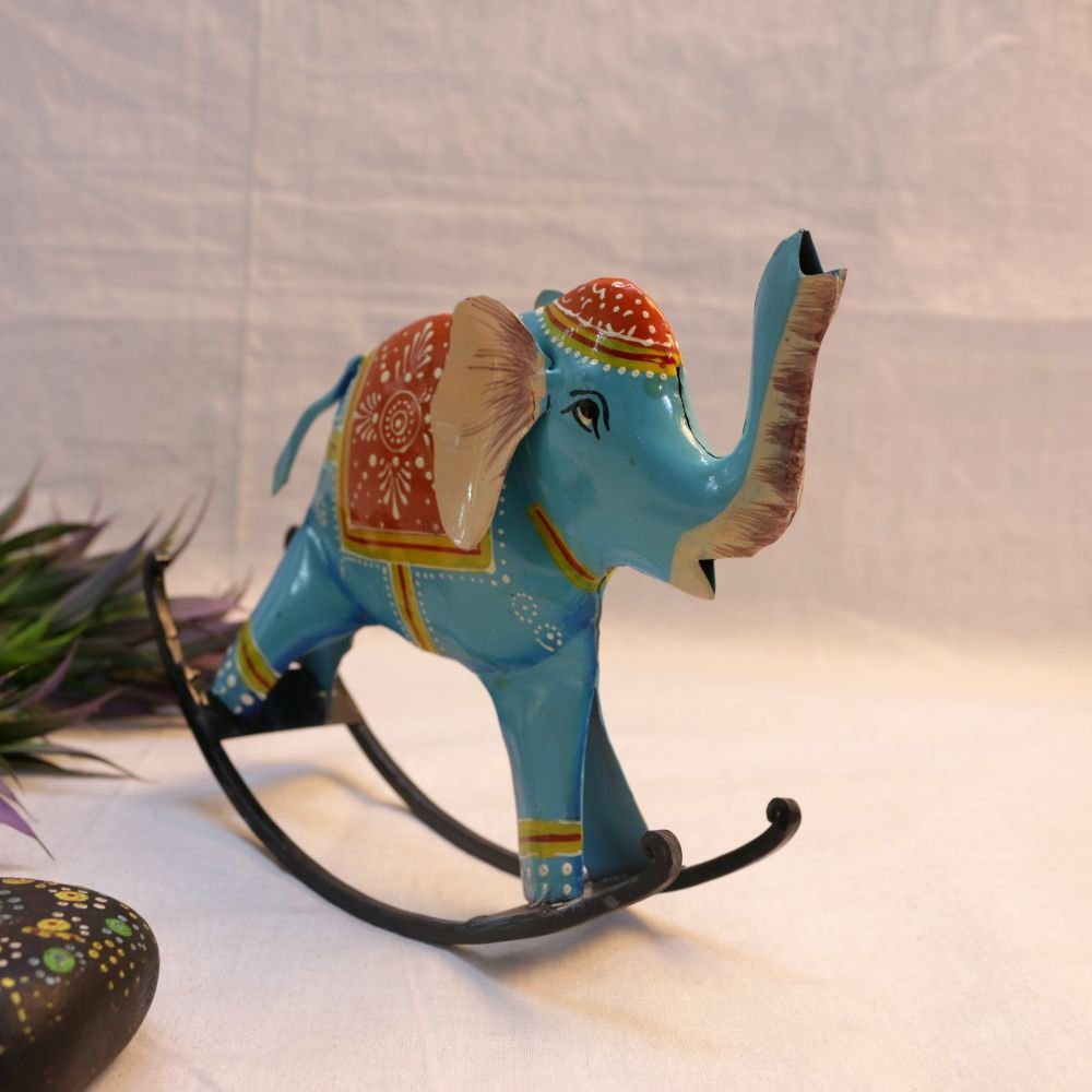 IRON PAINTED ROCKING ELEPHANT - Image 3