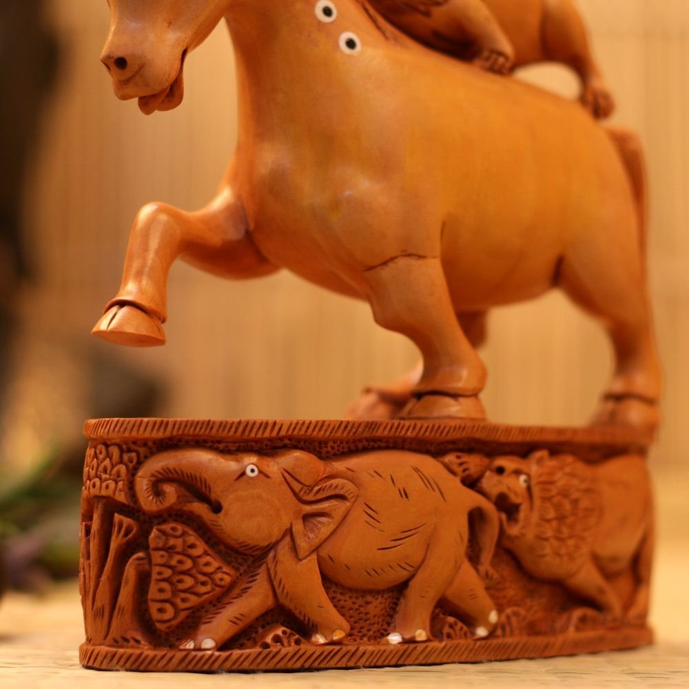 Wooden Horse and Lion Statue - Image 2