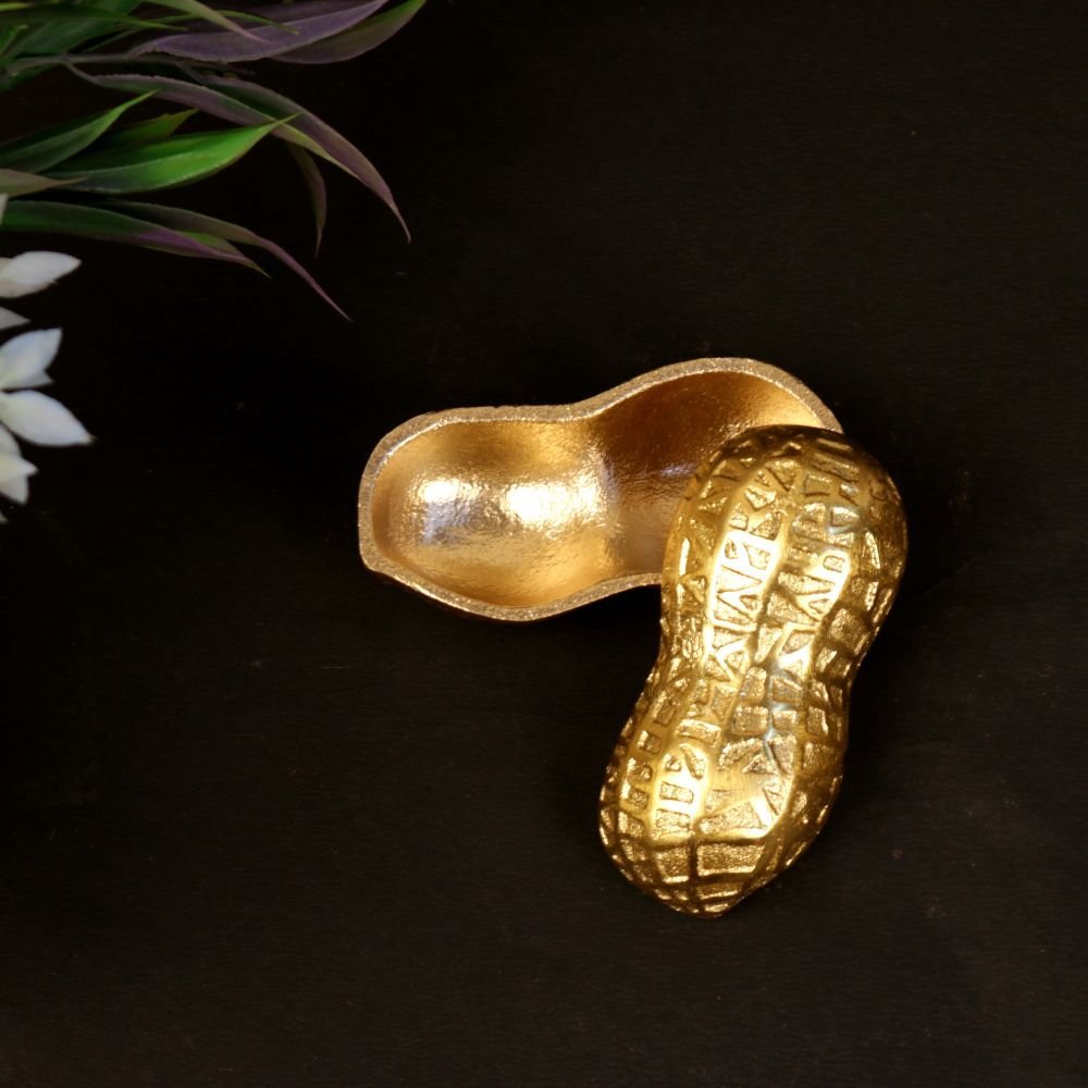 Brass Peanut-Shaped dry fruit /Trinket Box - Image 3