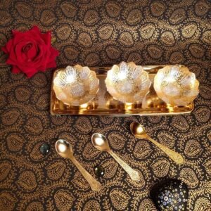 7-Piece Pure Brass Triple Serving Set | Ideal Festive & Return Gift