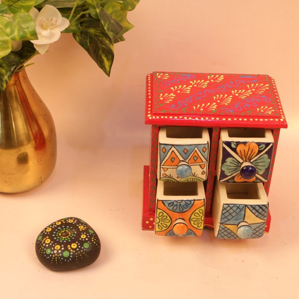Wooden Hand-Painted Drawer Box - Image 3