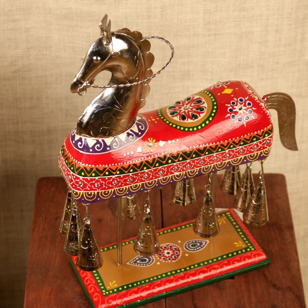 Handcrafted Metal Horse with Bells - Image 3