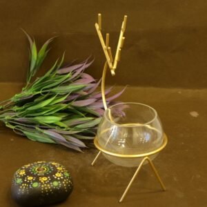 Deer Shaped Glass Bowl with Golden Stand – Unique Decorative Home Decor || Christmas Special Decor