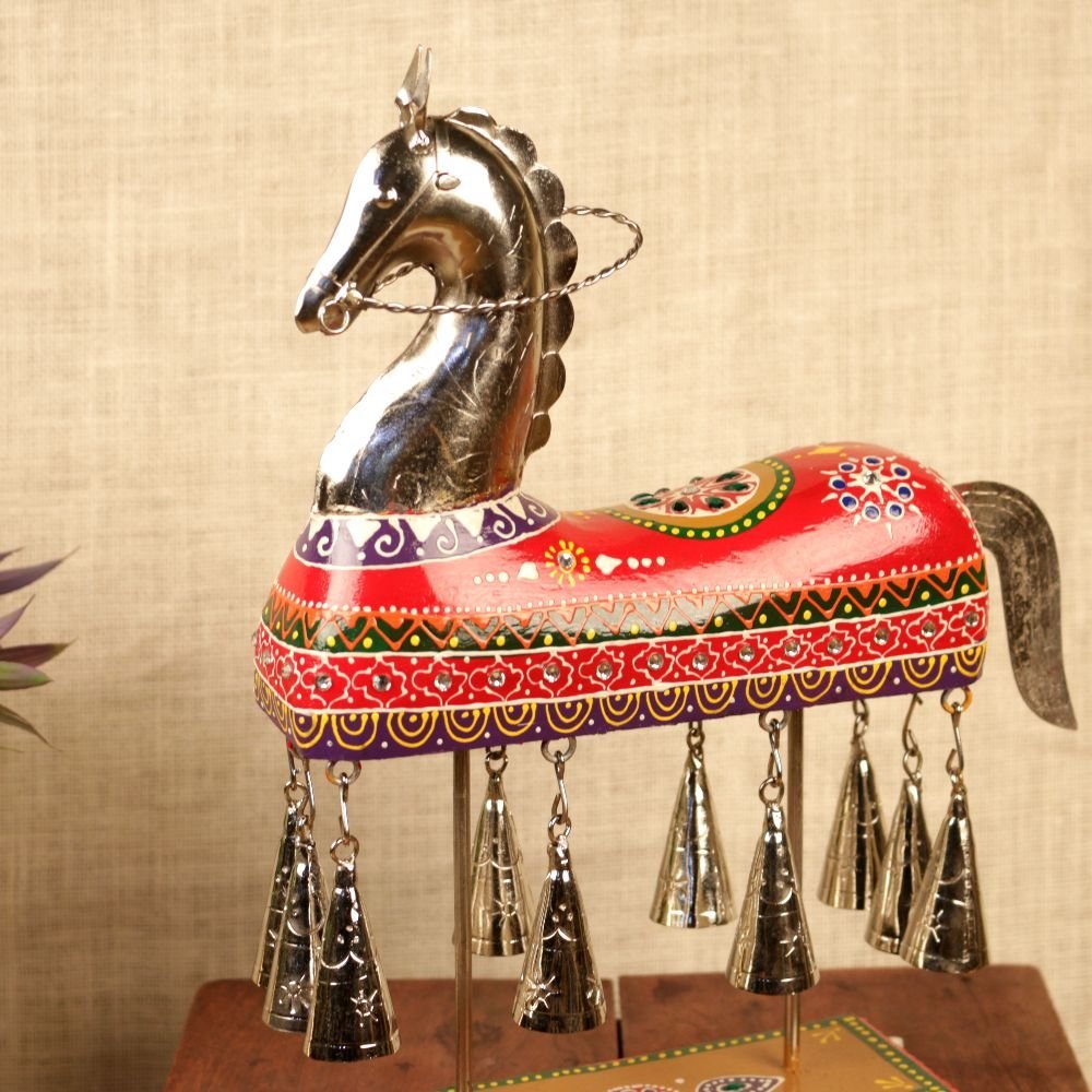 Handcrafted Metal Horse with Bells - Image 4