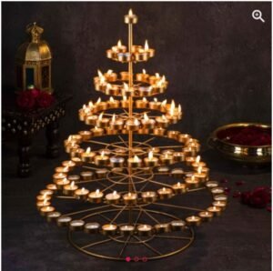 Multi-Tier Diya Tree Stand - Grand Wrought Iron Lamp for Spectacular Festive Lighting