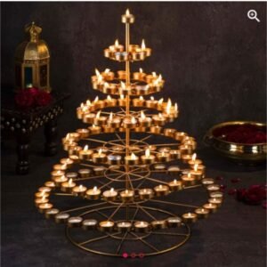 Multi-Tier Diya Tree Stand – Grand Wrought Iron Lamp for Spectacular Festive Lighting