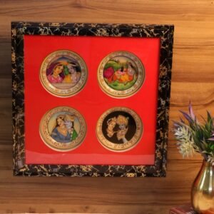 Framed Four Miniature Painting Wall Hanging (20×20) | Ethnic Home Decor & Diwali Gifts