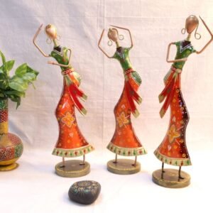 Hand-Painted Iron Dancer Figurines | Vibrant Folk Art Showpiece