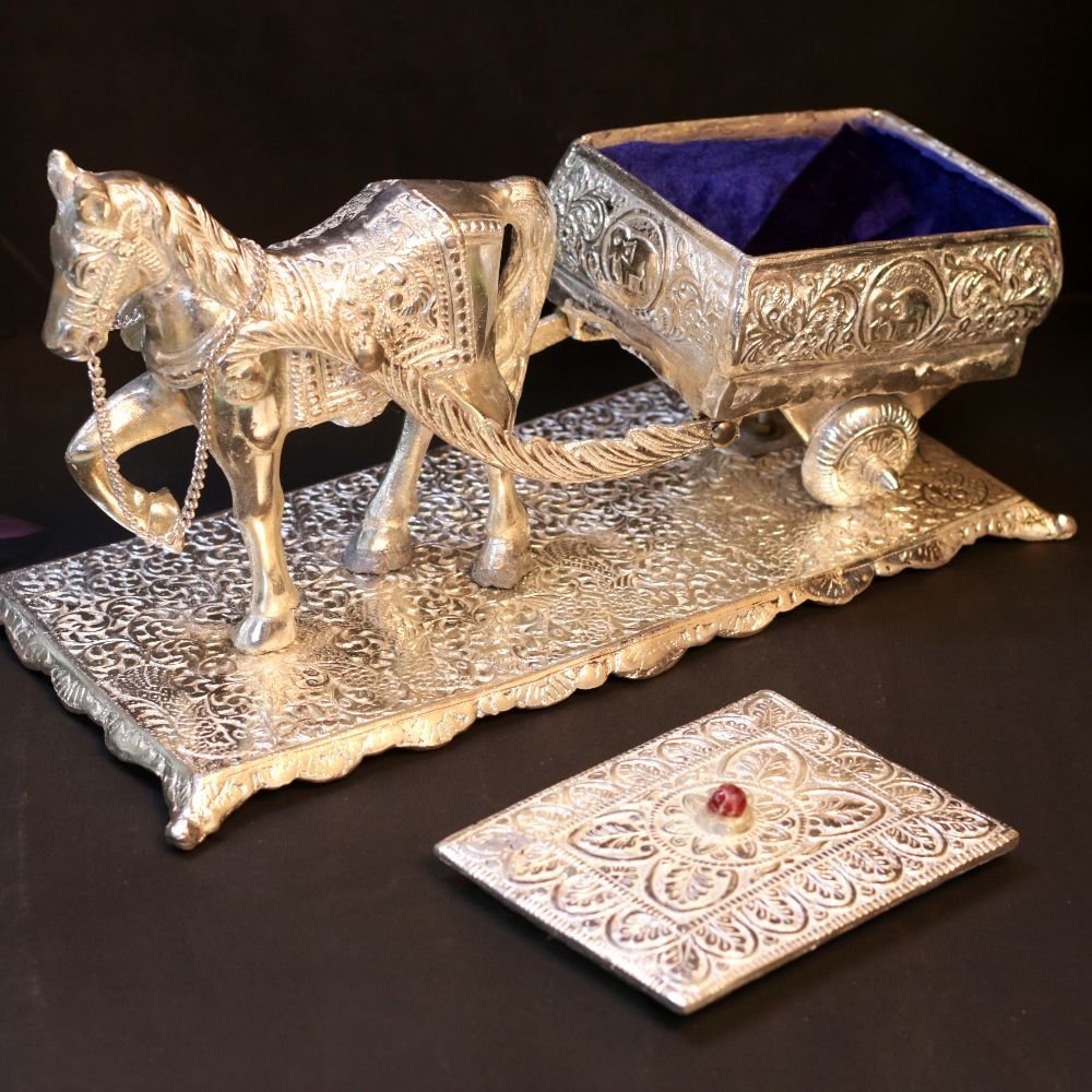 SILVER OXIDISED HORSE RATH BAGGI WITH PLATE - Image 2