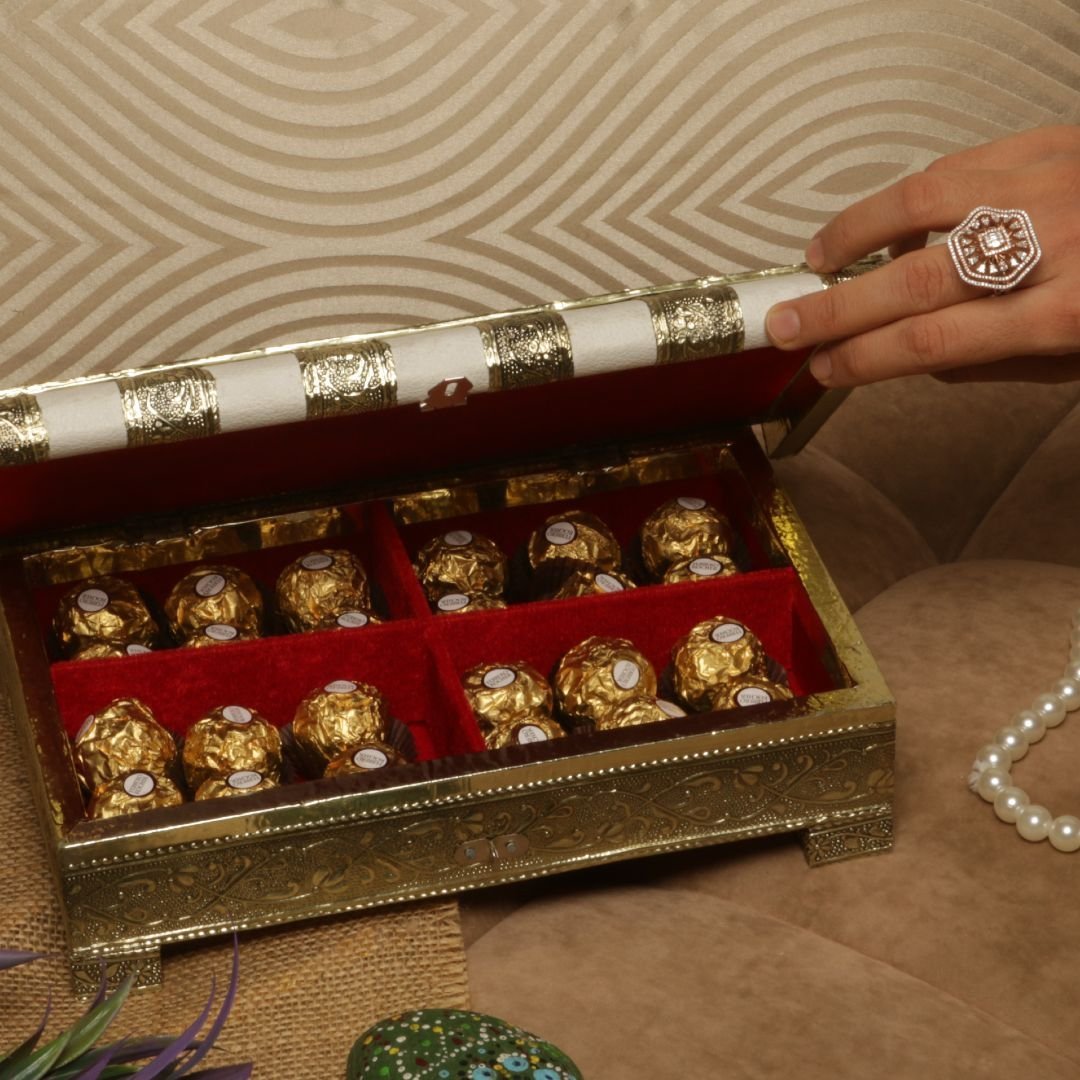 Luxury Wooden Dry Fruit Box with Brass Elephant Motif | Handmade Serving and Storage - Image 3