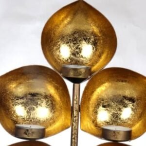Golden Triple Tealight Candle Holder – Elegant Festive & Home Decor Lighting || Lotus Diya || Diwali Decor