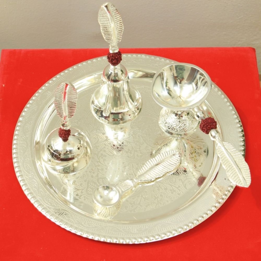 Silver Pooja Thali Set - Image 3
