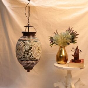 Handcrafted Mosaic Glass Hanging Lamp – 12-Inch Turkish Style Lantern