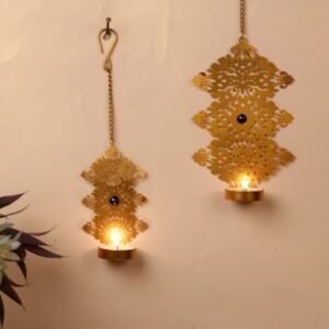 Wall Hanging Candle Holder || Hanging Tea Light Candle Holder – Golden Wall & Ceiling Décor