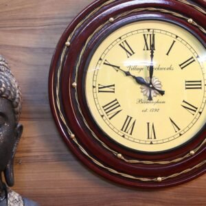 Wooden Wall Clock with Intricate Design