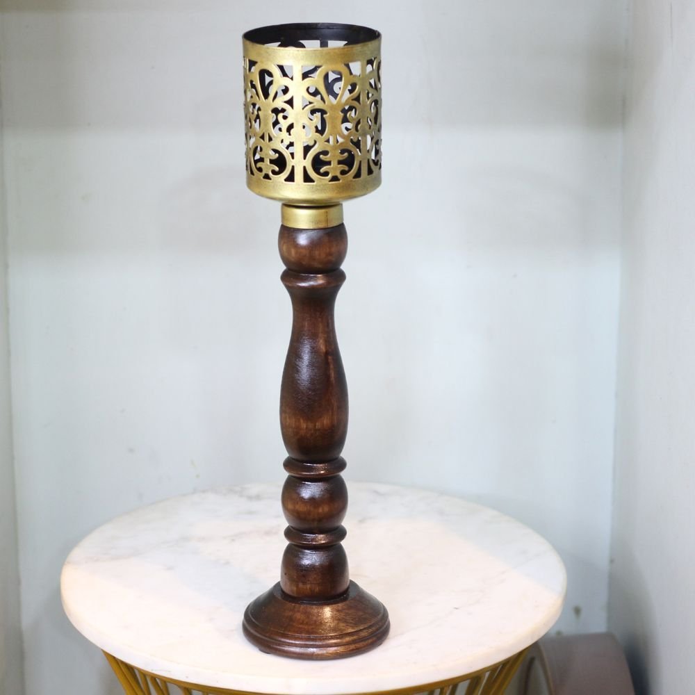 Wooden Candle W/block Top 18'' 194Q