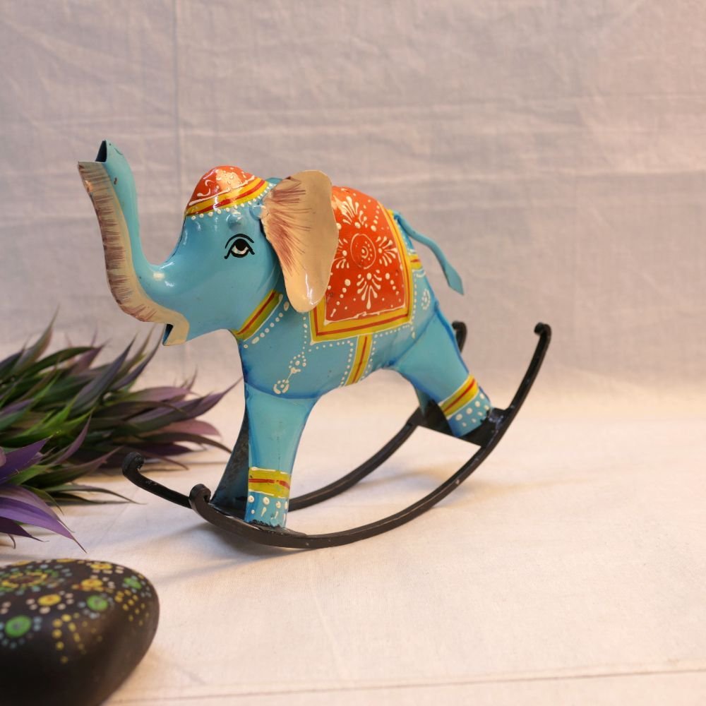 IRON PAINTED ROCKING ELEPHANT - Image 4