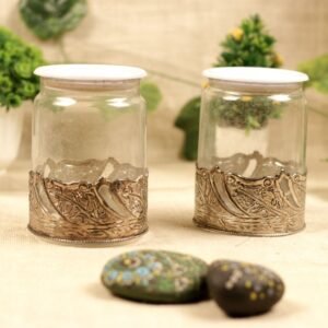 METAL FINISH GLASS 2 JAR SET