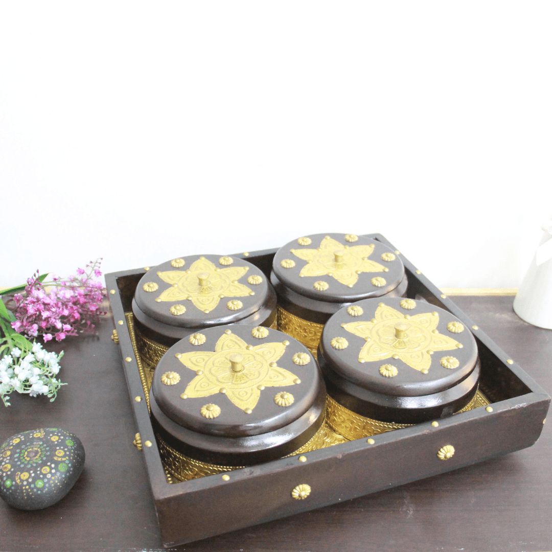 Brass 4 Bowl Dryfruit Box Big - Image 2