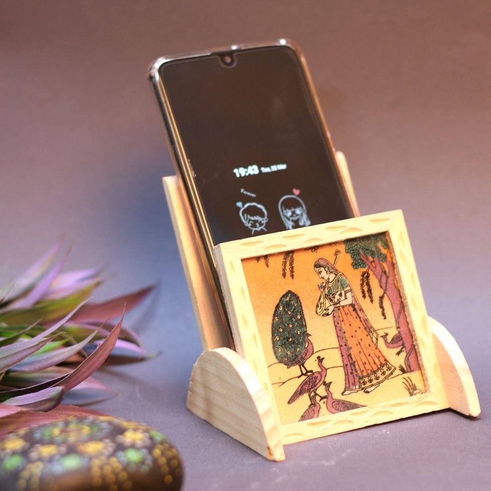 Wooden Phone Holder Stand - 4 ′′ Handcrafted Desktop Mobile Accessory - Image 2