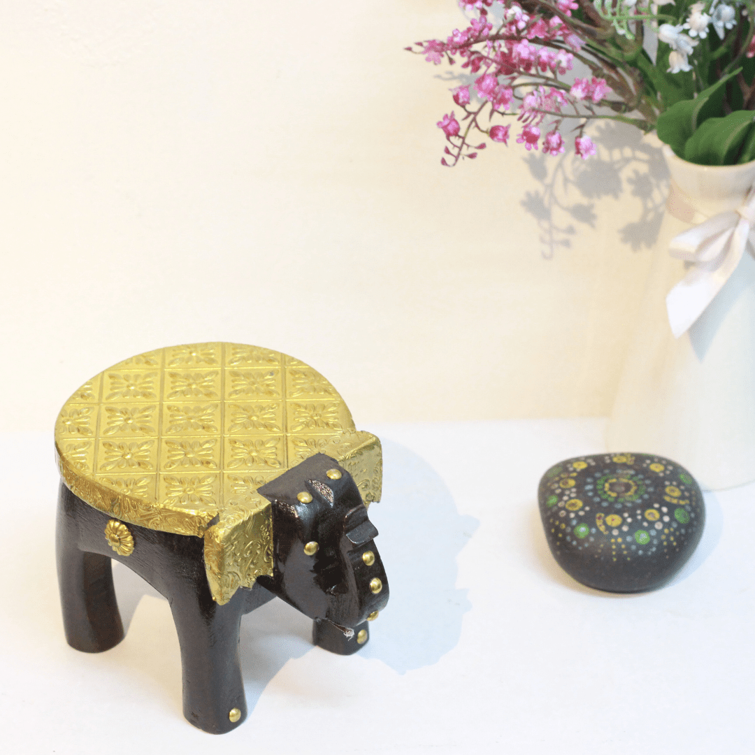 Brass Elephant Stool 4'' - Image 4