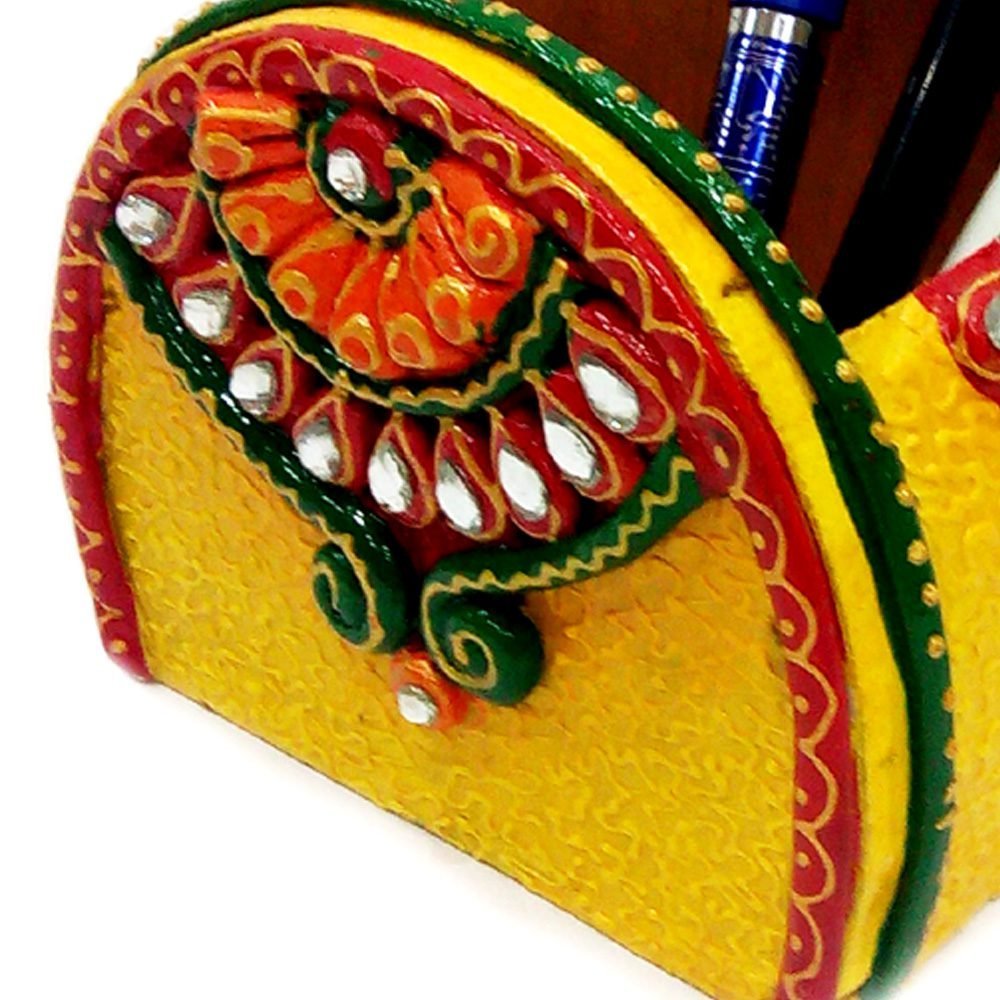 WOODEN KUNDAN D PEN STAND - Image 2
