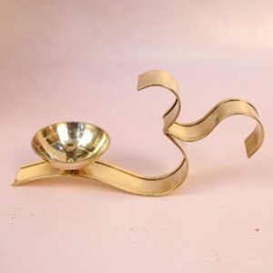 Om Diya | Designer Brass Oil Lamp (Diya) | Abstract Swan-Shape Puja Accessory | Religious giveaway
