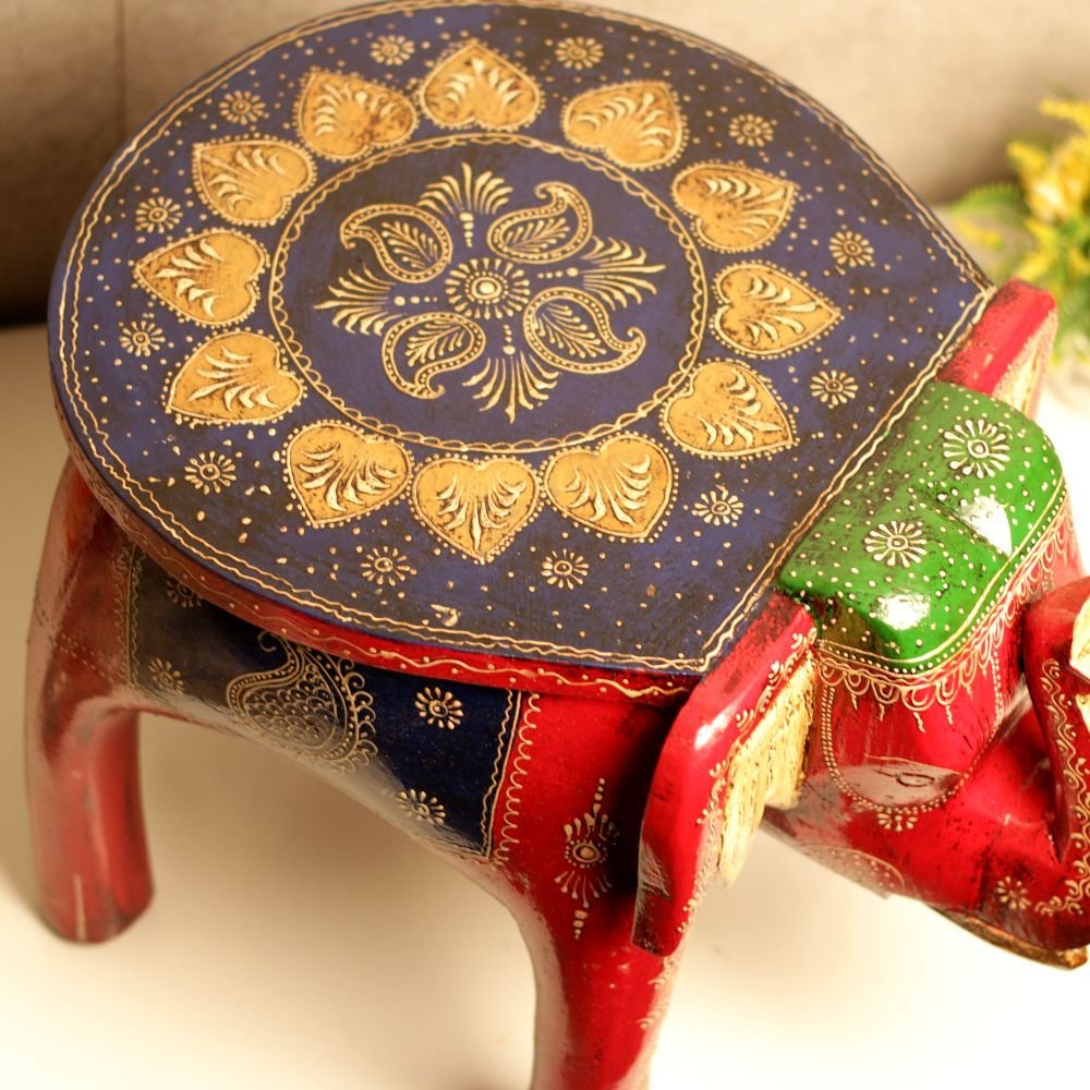 Handcrafted Wooden Elephant Stool - Image 2