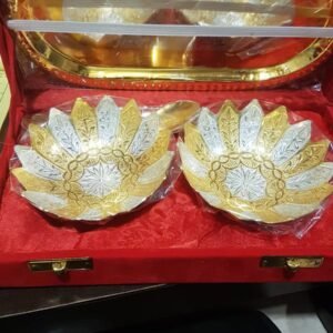 Brass Capsule thali and bowl Set