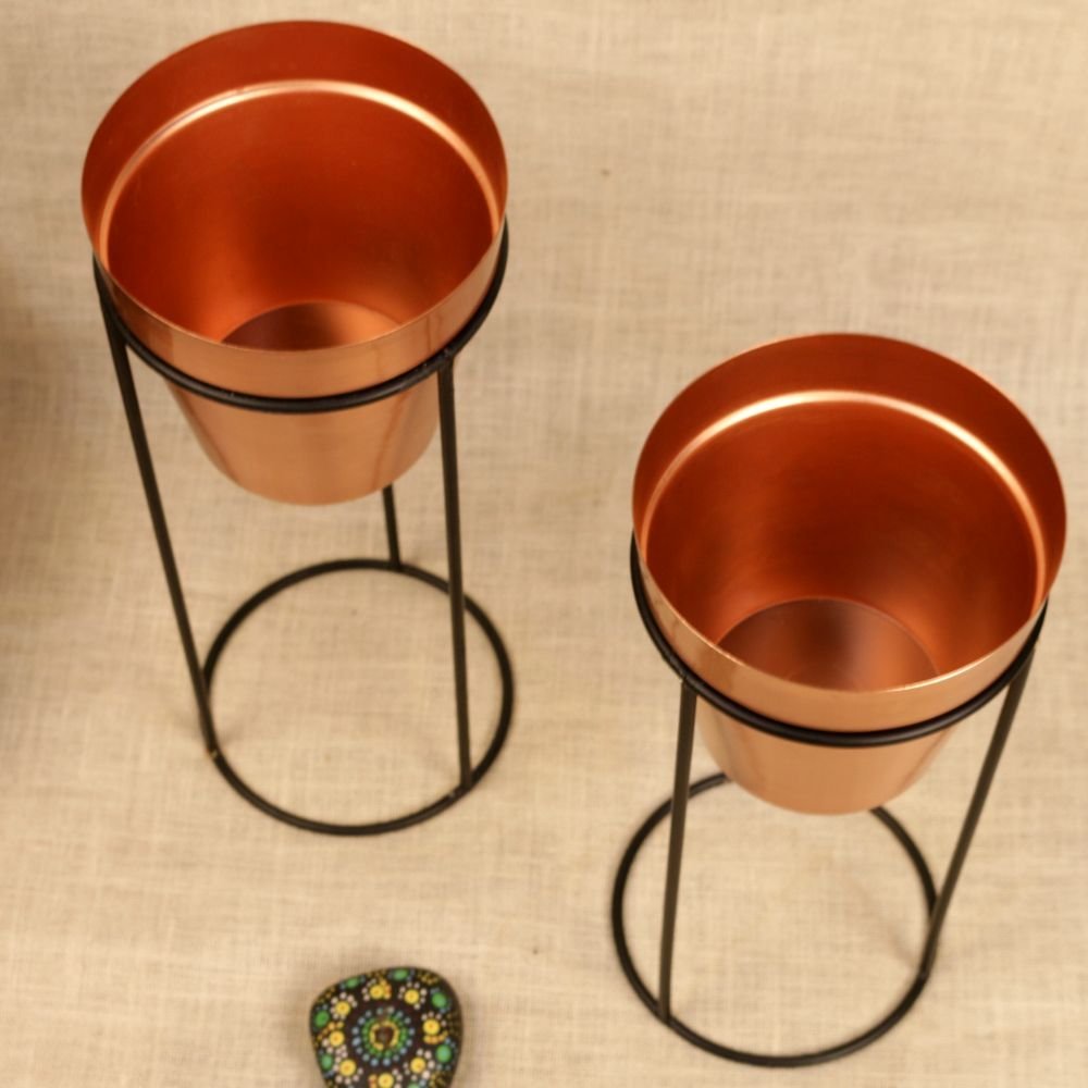 Set of 2 Metal Planter Stands - Image 2