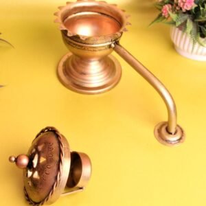 Antique Gold Iron Dhoop Incense Burner Set| Aarti Dhoop Dani for Puja Decor &Gifts