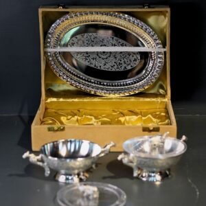 2pc Peacock Bowl Set Brass