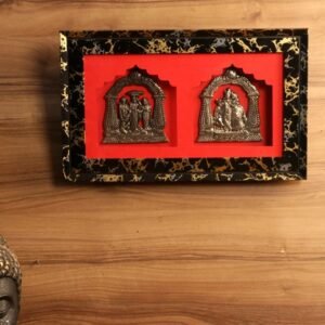 Framed Dual-Panel Metal Deity Relief Wall Hanging (10×16) | Auspicious Puja & Home Decor