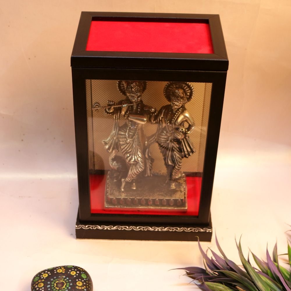 Metal Radha Krishna Framed Idol | Premium Home Temple God Idols & Religious Gift - Image 2