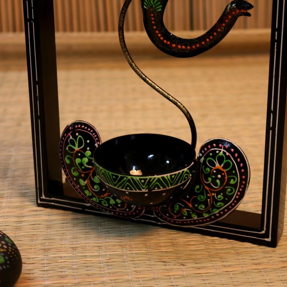 Ganesha Wall Tea Light Holder - 12 ′′ Iron Framed Diya for Auspicious Decor - Image 4
