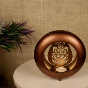 Ganesha Tea Light Ring – Modern 7 ′′ Iron Lamp for Auspicious Diwali Decor