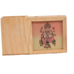 Wooden Pen Stand with Ganesha Design