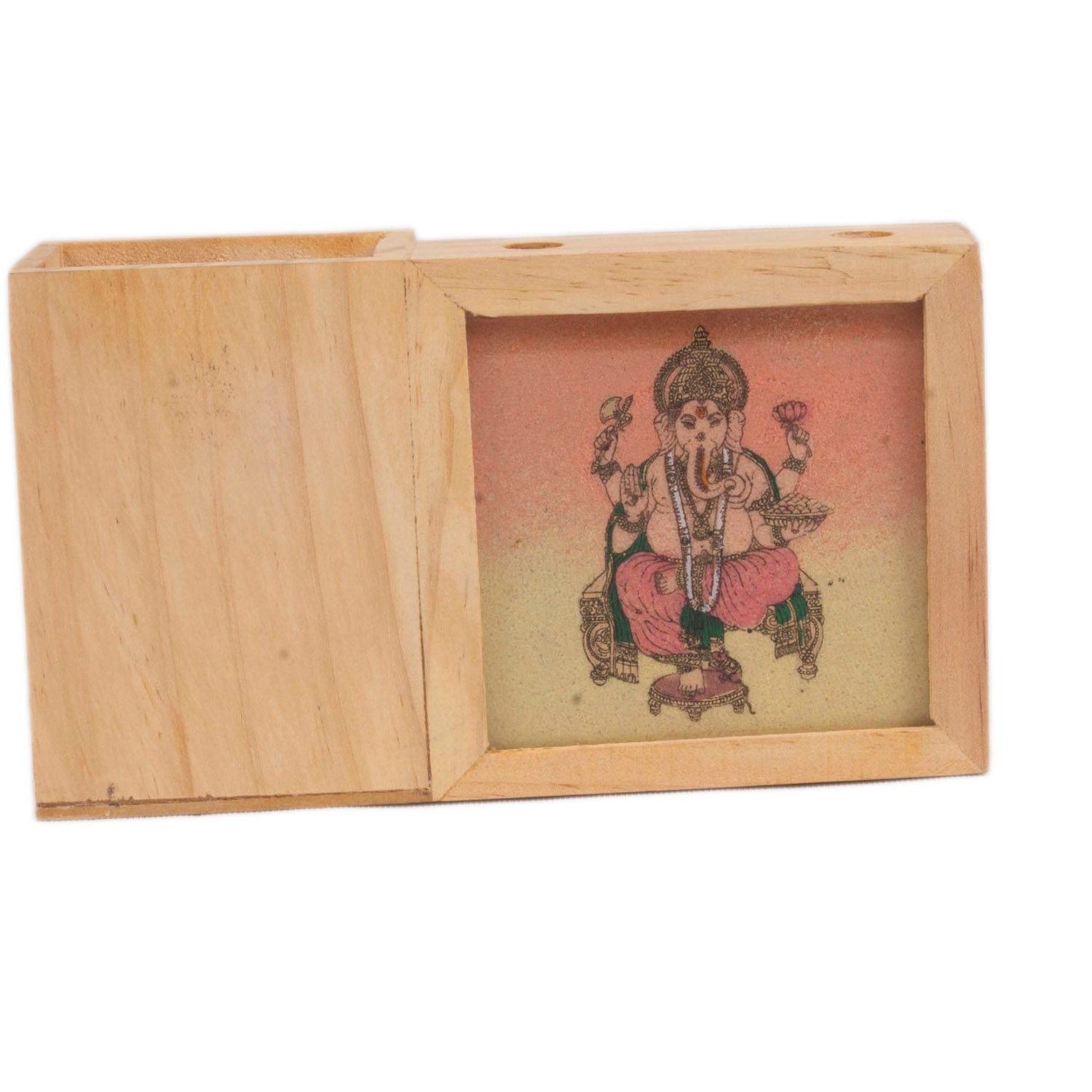 Wooden Pen Stand with Ganesha Design - Image 2