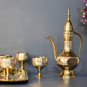 Brass Jaam Set 6 Glass