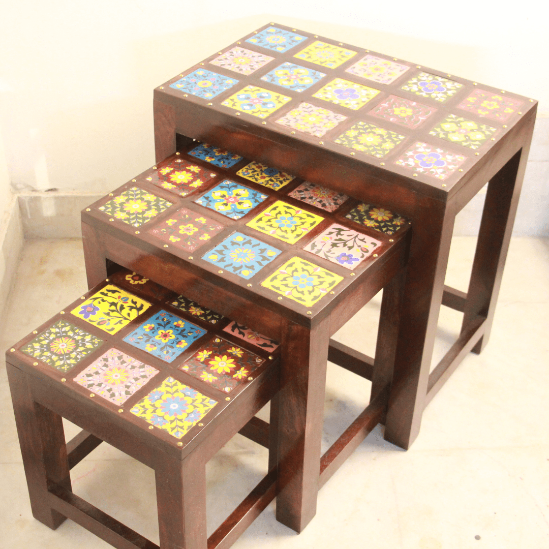 CERAMIC TILE STOOL SET OF 3 - Image 3