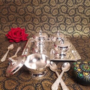 SILVER SUPARI SET OF 4 with Spoon & Tray