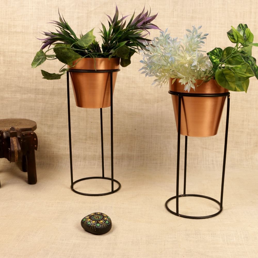 Set of 2 Metal Planter Stands