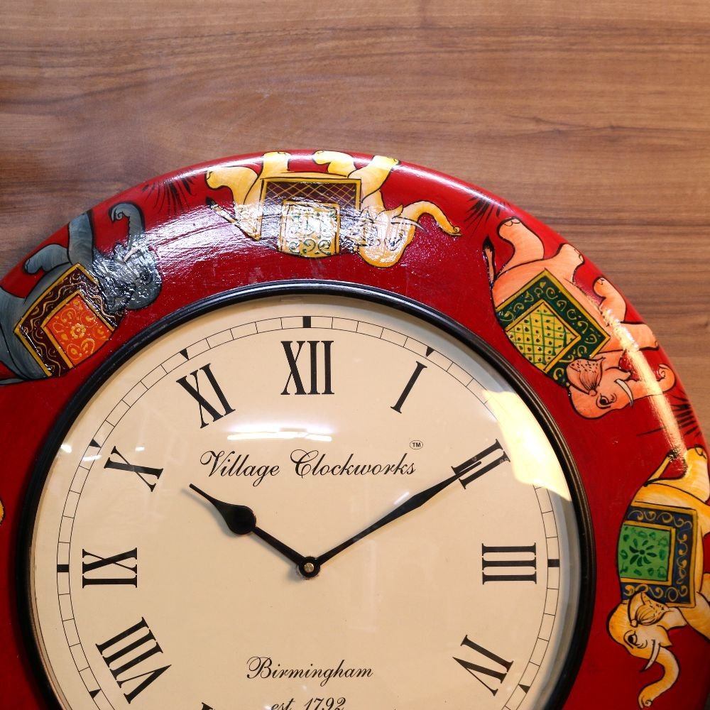 Wooden Wall Clock with Elephant Motif - Image 2