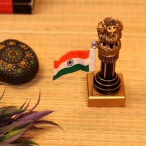 Wooden Ashok Pillar With Flag 4 inch