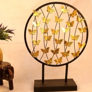 IRON ROUND GOLDEN FLOCK OF BUTTERFLIES TABLE DECOR