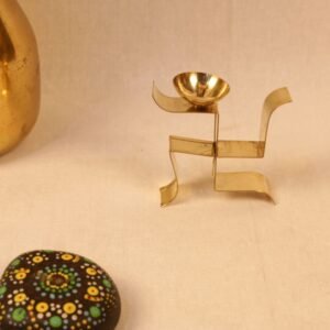 Golden Iron Swastik Diya – Traditional Pooja Candle Holder for Home & Festive Decor